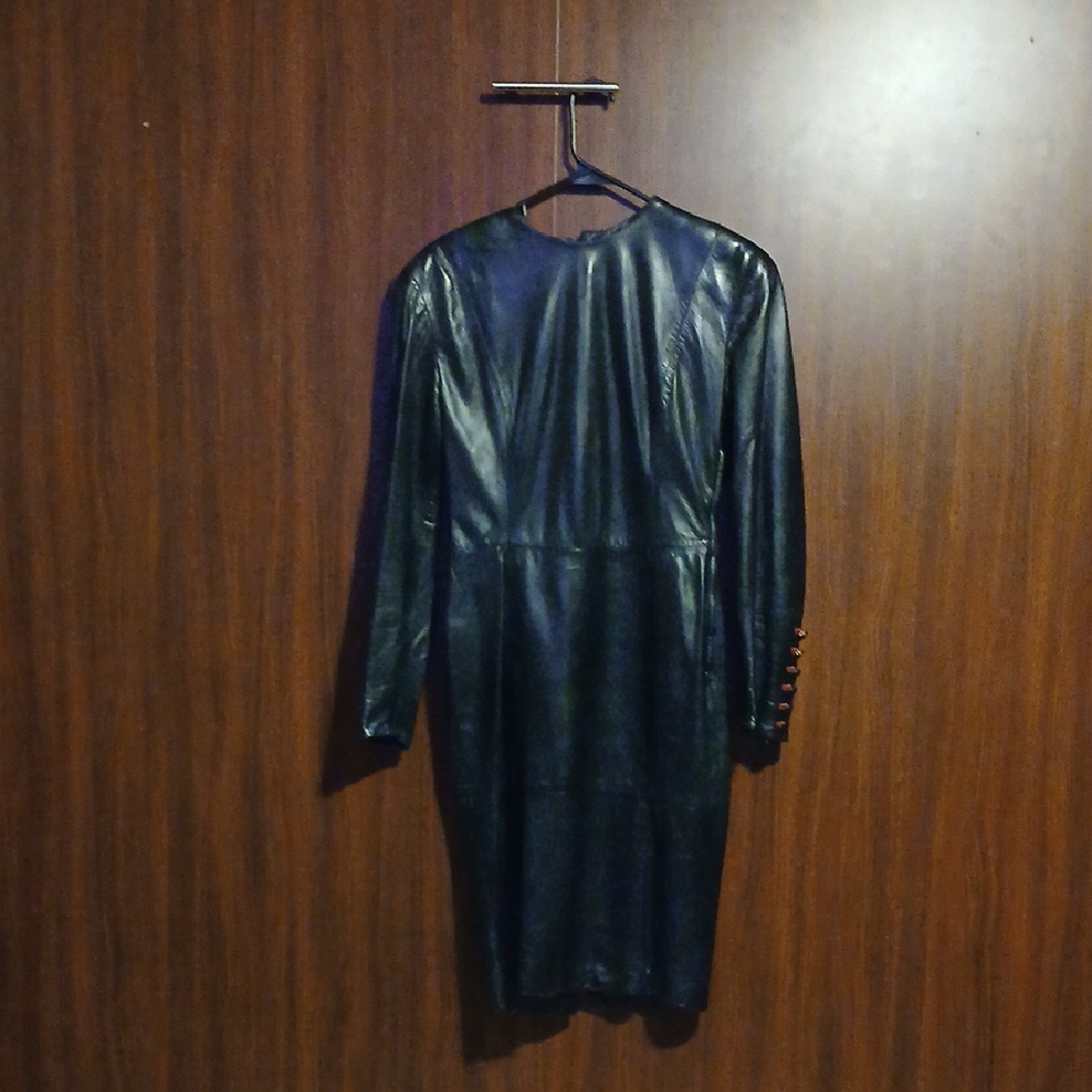 Black Leather Long Sleeve Dress